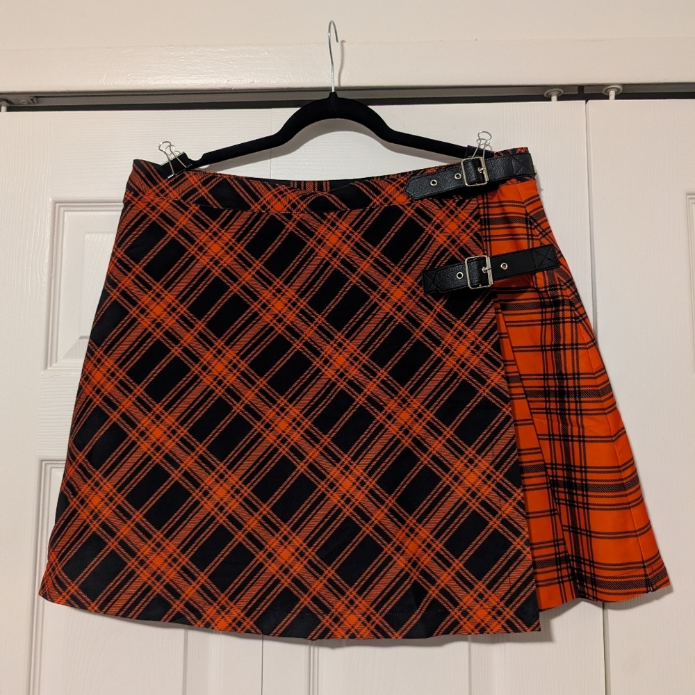 Blackmilk Tartan Punk Orange Skater Kilt